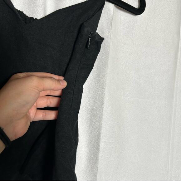 Zara Black Linen Blend Cropped Smocked Tank Top Shirt Size XS - Picture 3 of 5